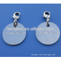 custom metal silver debossed logo zip pullers, personalized" justine red " round disc metal zipper pull